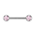 Piercing do bradavky TITAN, růžové zirkony