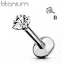 Piercing do brady - labreta titan, 1,2 x 8 mm, kámen 3 mm