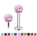 Piercing do brady labreta s krystaly Crystals from SWAROVSKI® 1,2 x 8 mm