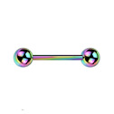 Piercing do jazyka - duhový, 1,6 x 16 mm