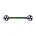 Piercing do jazyka - duhový, 1,6 x 19 mm