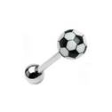 Piercing do jazyka - fotbalový míč, bílá barva