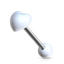 Piercing do jazyku - srdíčko, barva bílá