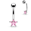 Piercing do obočí - hvězda, růžová barva
