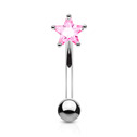 Piercing do obočí - zirkon, růžová barva