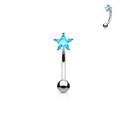 Piercing do obočí - zirkon, tyrkysová barva