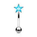 Piercing do obočí - zirkon, tyrkysová barva