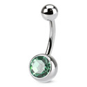 Piercing do pupíku - banánek, tmavě zelený kamínek
