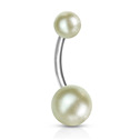 Piercing do pupíku - perličky, krémová barva