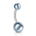 Piercing do pupíku - perličky, světle modrá barva