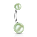 Piercing do pupíku - perličky, světle zelená barva
