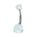 Piercing do pupíku - TITAN, bílý opál