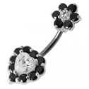 Piercing do pupíku, černé zirkony