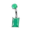 Piercing do pupíku obdélník - TITAN, Green Onyx