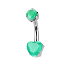 Piercing do pupíku srdíčko - TITAN, Zelený Onyx