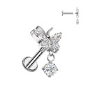 Piercing do ucha - labreta s motýlkem TITAN, 1,2 x 6 mm