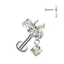 Piercing do ucha - labreta s motýlkem TITAN, 1,2 x 6 mm