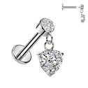 Piercing do ucha - labreta se zavěšeným srdíčkem