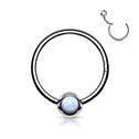 Piercing kruh segment, bílý opál