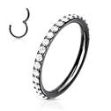 Piercing segment kruh s kamínky, černý