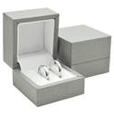 Plastová krabička na snubní prsteny - imitace  šedé kůže