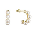 Pozlacené náušnice kruhy s bílými říčními perlami