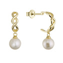 Pozlacené náušnice kruhy s říční perlou