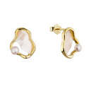 Pozlacené náušnice nepravidelného tvaru s říční perlou