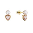 Pozlacené náušnice s říční perlou srdíčka