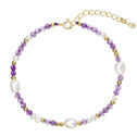 Pozlacený náramek s perlami a ametysty