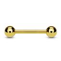 Pozlacený piercing do jazyka 1,6 x 16 mm, kuličky 6 mm