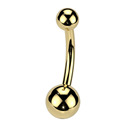 Pozlacený piercing do pupíku - banánek malý, 1,6x10 mm, kuličky 4 a 6 mm