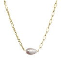 Pozlacený stříbrný náhrdelník s říční oválnou perlou