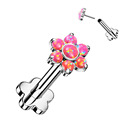 PUSH IN piercing do brady / ucha TITAN 1,2 x 8 mm, růžový opál