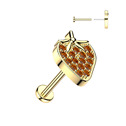 PUSH-IN zlacený piercing do ucha nebo brady - jahůdka