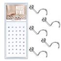 Sada 40ti piercingů do nosu, 3 mm zirkon