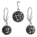 Sada náušnic a přívěšku koule s kameny Crystals from Swarovski® Hematite