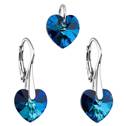 Sada náušnic a přívěšku se srdíčky Crystals from Swarovski® Montana Blue