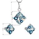 Sada šperků - čtverce s kameny Crystals from Swarovski® Aqua