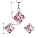Sada šperků - čtverce s kameny Crystals from Swarovski® Rose