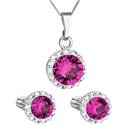 Sada šperků s krystaly Swarovski náušnice a přívěsek, Fuchsia
