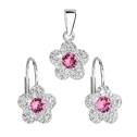 Sada šperků s krystaly Swarovski náušnice a přívěsek růžová kytička