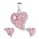 Sada šperků s krystaly Swarovski náušnice a přívěsek růžová srdce 39170.3 