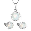 Sada šperků s krystaly Swarovski náušnice, řetízek a přívěšek bílé opálové