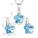 Sada stříbrných šperků s kytičkami Crystals from Swarovski® Aqua
