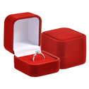 Semišová dárková krabička na prsten - červená
