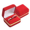 Semišová dárková krabička na prsten snubní prsteny, barva červená