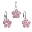 Souprava stříbrných šperků - kytičky s krystaly Crystals from Swarovski® Rose