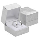 Stříbrná koženková krabička na snubní prsteny