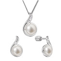 Stříbrná perlová souprava s říční perlou a zirkony